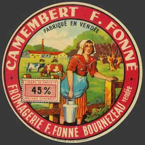 Etiquette CAMEMBERT Fromagerie F.FONNE BOURNEZEAU Vendée 