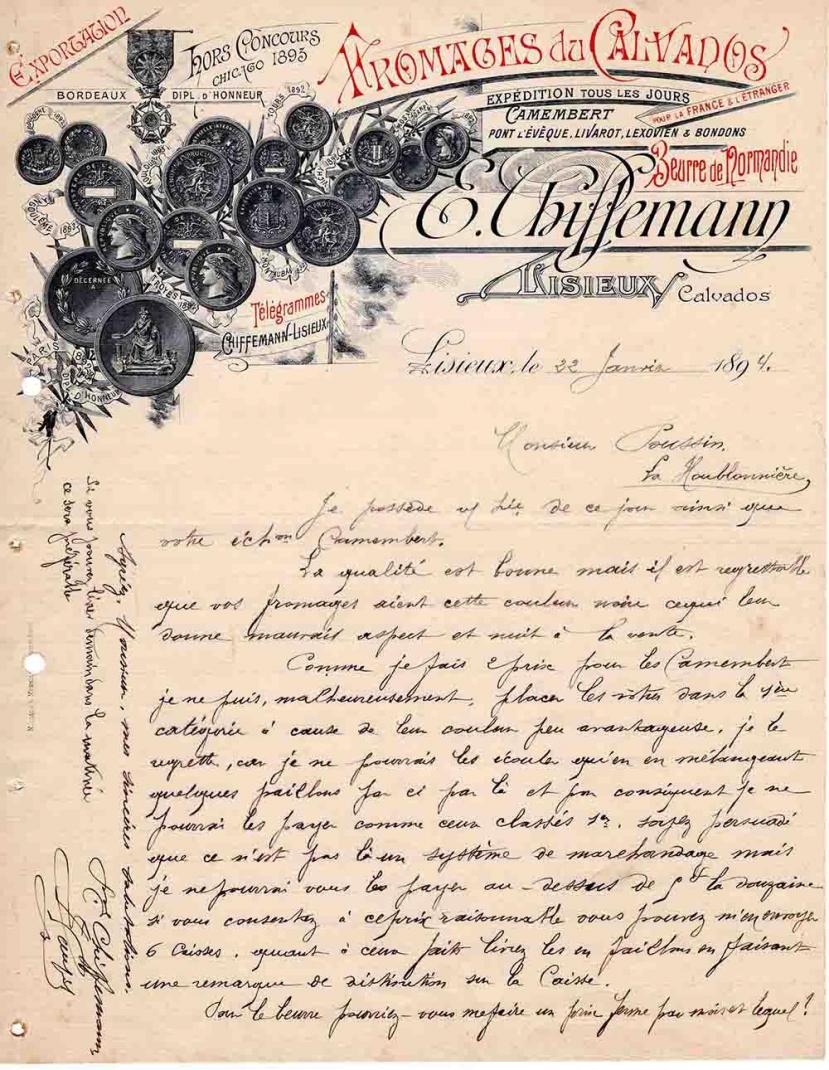 Lettre Chiffemann Eusèbe Poussin